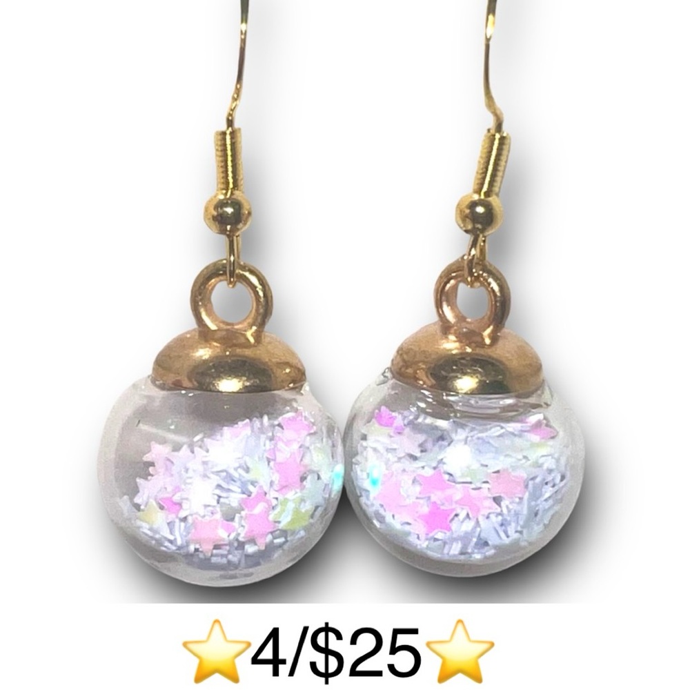 Handmade Ornament Earrings w/Gold Plated S925 Sterling Silver Fishhook Backs